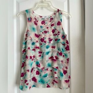 LOFT sleeveless tiered ruffle top